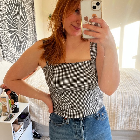 black and white houndstooth tank top - Picture 2 of 7